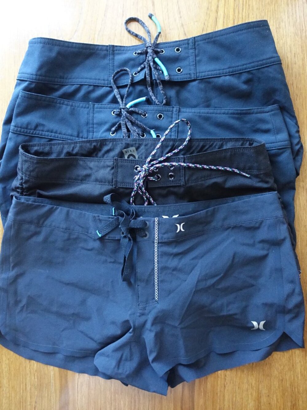 Lot of 4 double Layer broad shorts double Roxy Hurley swim swimwear size 1 XS 0